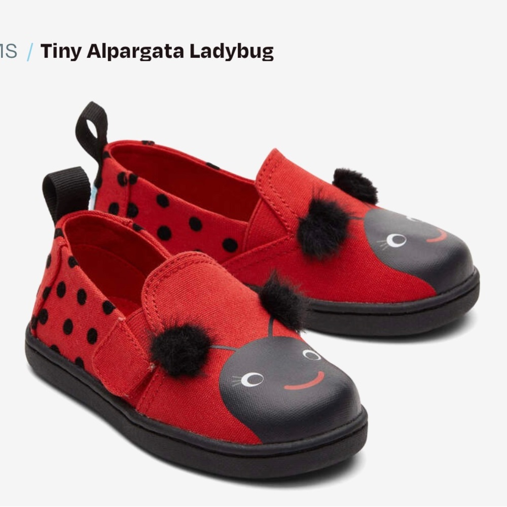 Toms Tiny Alpargata Lady Bug Slip On 10